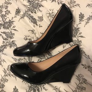 Black Patent Leather Wedges